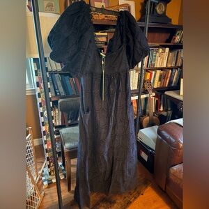 Elegant Black Eyelet Dress